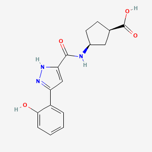 (1R,3S)-3-[[3-(2-hydroxyphenyl)-1H-pyrazole-5-carbonyl]amino]cyclopentane-1-carboxylic acid