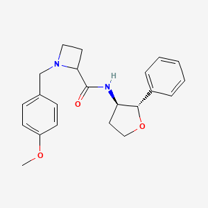 molecular formula C22H26N2O3 B7344288 1-[(4-methoxyphenyl)methyl]-N-[(2S,3R)-2-phenyloxolan-3-yl]azetidine-2-carboxamide 