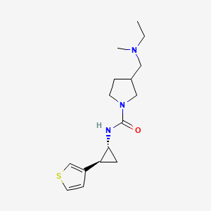 3-[[ethyl(methyl)amino]methyl]-N-[(1R,2S)-2-thiophen-3-ylcyclopropyl]pyrrolidine-1-carboxamide