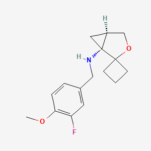 molecular formula C16H20FNO2 B7345077 (1R,5R)-N-[(3-fluoro-4-methoxyphenyl)methyl]spiro[3-oxabicyclo[3.1.0]hexane-2,1'-cyclobutane]-1-amine 