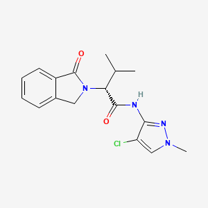 molecular formula C17H19ClN4O2 B7345089 (2R)-N-(4-chloro-1-methylpyrazol-3-yl)-3-methyl-2-(3-oxo-1H-isoindol-2-yl)butanamide 