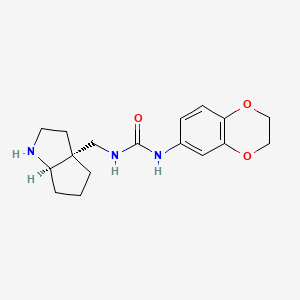 molecular formula C17H23N3O3 B7345106 1-[[(3aR,6aR)-2,3,4,5,6,6a-hexahydro-1H-cyclopenta[b]pyrrol-3a-yl]methyl]-3-(2,3-dihydro-1,4-benzodioxin-6-yl)urea 