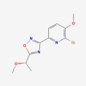 molecular formula C11H12BrN3O3 B7345116 3-(6-bromo-5-methoxypyridin-2-yl)-5-[(1S)-1-methoxyethyl]-1,2,4-oxadiazole 