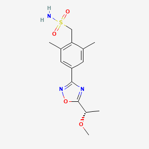 molecular formula C14H19N3O4S B7345155 [4-[5-[(1S)-1-methoxyethyl]-1,2,4-oxadiazol-3-yl]-2,6-dimethylphenyl]methanesulfonamide 