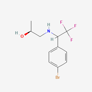 molecular formula C11H13BrF3NO B7345173 (2S)-1-[[1-(4-bromophenyl)-2,2,2-trifluoroethyl]amino]propan-2-ol 