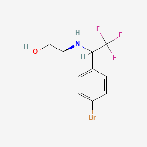 molecular formula C11H13BrF3NO B7345179 (2S)-2-[[1-(4-bromophenyl)-2,2,2-trifluoroethyl]amino]propan-1-ol 