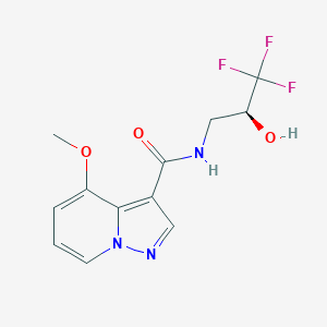 molecular formula C12H12F3N3O3 B7345269 4-methoxy-N-[(2S)-3,3,3-trifluoro-2-hydroxypropyl]pyrazolo[1,5-a]pyridine-3-carboxamide 