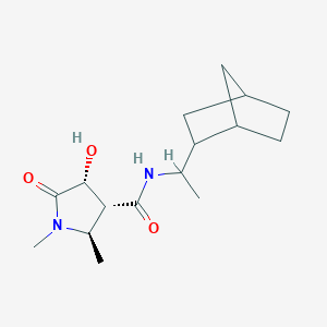 molecular formula C16H26N2O3 B7345293 (2R,3R,4R)-N-[1-(2-bicyclo[2.2.1]heptanyl)ethyl]-4-hydroxy-1,2-dimethyl-5-oxopyrrolidine-3-carboxamide 