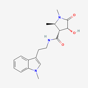 molecular formula C18H23N3O3 B7345294 (2R,3R,4R)-4-hydroxy-1,2-dimethyl-N-[2-(1-methylindol-3-yl)ethyl]-5-oxopyrrolidine-3-carboxamide 