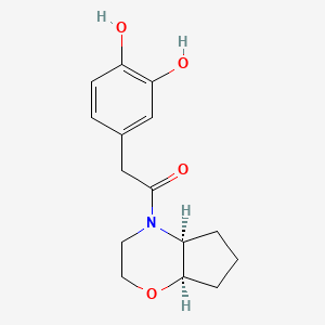 molecular formula C15H19NO4 B7345302 1-[(4aS,7aR)-3,4a,5,6,7,7a-hexahydro-2H-cyclopenta[b][1,4]oxazin-4-yl]-2-(3,4-dihydroxyphenyl)ethanone 