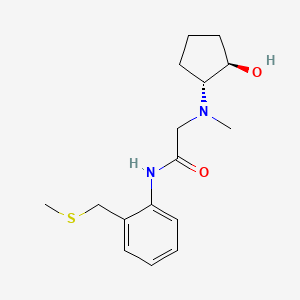 molecular formula C16H24N2O2S B7345310 2-[[(1R,2R)-2-hydroxycyclopentyl]-methylamino]-N-[2-(methylsulfanylmethyl)phenyl]acetamide 