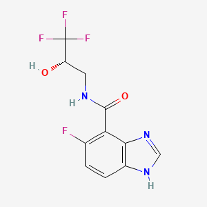 molecular formula C11H9F4N3O2 B7345318 5-fluoro-N-[(2S)-3,3,3-trifluoro-2-hydroxypropyl]-1H-benzimidazole-4-carboxamide 