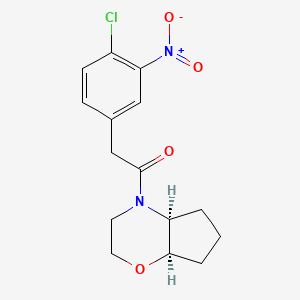 molecular formula C15H17ClN2O4 B7345321 1-[(4aS,7aR)-3,4a,5,6,7,7a-hexahydro-2H-cyclopenta[b][1,4]oxazin-4-yl]-2-(4-chloro-3-nitrophenyl)ethanone 