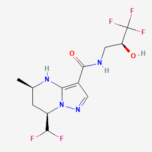 molecular formula C12H15F5N4O2 B7345338 (5R,7R)-7-(difluoromethyl)-5-methyl-N-[(2S)-3,3,3-trifluoro-2-hydroxypropyl]-4,5,6,7-tetrahydropyrazolo[1,5-a]pyrimidine-3-carboxamide 