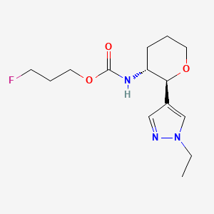 molecular formula C14H22FN3O3 B7345356 3-fluoropropyl N-[(2S,3R)-2-(1-ethylpyrazol-4-yl)oxan-3-yl]carbamate 