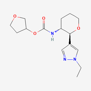 molecular formula C15H23N3O4 B7345364 oxolan-3-yl N-[(2S,3R)-2-(1-ethylpyrazol-4-yl)oxan-3-yl]carbamate 