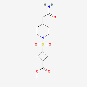 molecular formula C13H22N2O5S B7345389 Methyl 3-[4-(2-amino-2-oxoethyl)piperidin-1-yl]sulfonylcyclobutane-1-carboxylate 