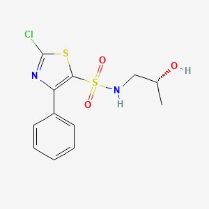 molecular formula C12H13ClN2O3S2 B7345416 2-chloro-N-[(2R)-2-hydroxypropyl]-4-phenyl-1,3-thiazole-5-sulfonamide 