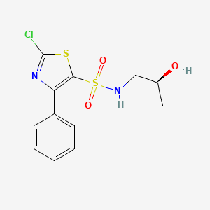 molecular formula C12H13ClN2O3S2 B7345420 2-chloro-N-[(2S)-2-hydroxypropyl]-4-phenyl-1,3-thiazole-5-sulfonamide 