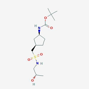 molecular formula C14H28N2O5S B7345433 tert-butyl N-[(1S,3R)-3-[[(2S)-2-hydroxypropyl]sulfamoylmethyl]cyclopentyl]carbamate 