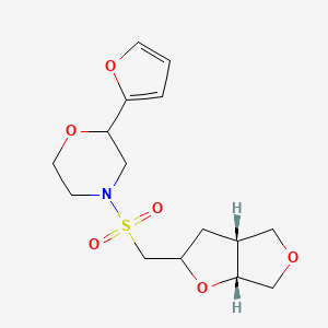 molecular formula C15H21NO6S B7345446 4-[[(3aR,6aR)-2,3,3a,4,6,6a-hexahydrofuro[2,3-c]furan-2-yl]methylsulfonyl]-2-(furan-2-yl)morpholine 