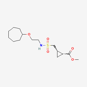 molecular formula C15H27NO5S B7345453 methyl (1R,2S)-2-(2-cycloheptyloxyethylsulfamoylmethyl)cyclopropane-1-carboxylate 