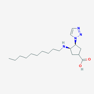 molecular formula C18H32N4O2 B7345531 (3R,4S)-3-(decylamino)-4-(triazol-1-yl)cyclopentane-1-carboxylic acid 