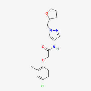 molecular formula C17H20ClN3O3 B7345608 2-(4-chloro-2-methylphenoxy)-N-[1-(oxolan-2-ylmethyl)pyrazol-4-yl]acetamide 