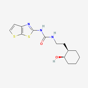 molecular formula C14H19N3O2S2 B7345679 1-[2-[(1R,2R)-2-hydroxycyclohexyl]ethyl]-3-thieno[3,2-d][1,3]thiazol-2-ylurea 