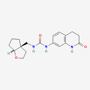 molecular formula C18H23N3O3 B7345686 1-[[(3aR,6aR)-2,3,4,5,6,6a-hexahydrocyclopenta[b]furan-3a-yl]methyl]-3-(2-oxo-3,4-dihydro-1H-quinolin-7-yl)urea 