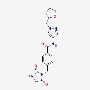 4-[(2,5-dioxoimidazolidin-1-yl)methyl]-N-[1-(oxolan-2-ylmethyl)pyrazol-4-yl]benzamide