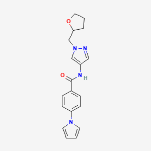 N-[1-(oxolan-2-ylmethyl)pyrazol-4-yl]-4-pyrrol-1-ylbenzamide