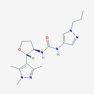 molecular formula C17H26N6O2 B7345714 1-(1-propylpyrazol-4-yl)-3-[(2S,3R)-2-(1,3,5-trimethylpyrazol-4-yl)oxolan-3-yl]urea 