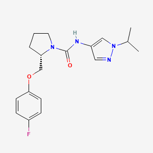 (2S)-2-[(4-fluorophenoxy)methyl]-N-(1-propan-2-ylpyrazol-4-yl)pyrrolidine-1-carboxamide