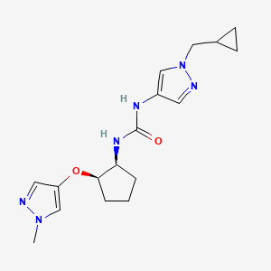 molecular formula C17H24N6O2 B7345727 1-[1-(cyclopropylmethyl)pyrazol-4-yl]-3-[(1S,2R)-2-(1-methylpyrazol-4-yl)oxycyclopentyl]urea 