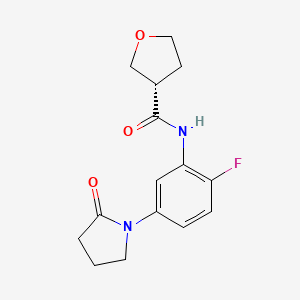 molecular formula C15H17FN2O3 B7345747 (3S)-N-[2-fluoro-5-(2-oxopyrrolidin-1-yl)phenyl]oxolane-3-carboxamide 