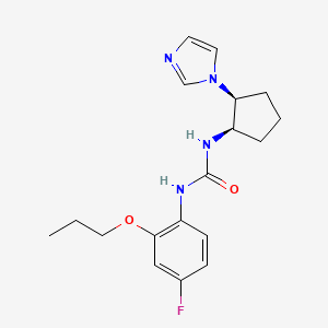 molecular formula C18H23FN4O2 B7345771 1-(4-fluoro-2-propoxyphenyl)-3-[(1R,2S)-2-imidazol-1-ylcyclopentyl]urea 