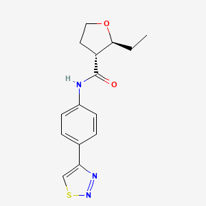 molecular formula C15H17N3O2S B7345789 (2S,3R)-2-ethyl-N-[4-(thiadiazol-4-yl)phenyl]oxolane-3-carboxamide 