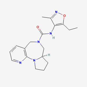 molecular formula C18H23N5O2 B7345855 (6R)-N-(5-ethyl-3-methyl-1,2-oxazol-4-yl)-2,8,14-triazatricyclo[8.4.0.02,6]tetradeca-1(10),11,13-triene-8-carboxamide 