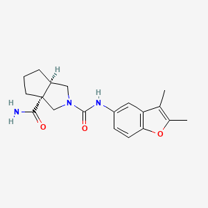 molecular formula C19H23N3O3 B7345926 (3aR,6aR)-2-N-(2,3-dimethyl-1-benzofuran-5-yl)-1,3,4,5,6,6a-hexahydrocyclopenta[c]pyrrole-2,3a-dicarboxamide 