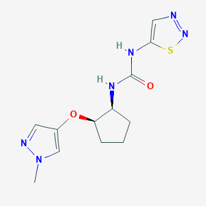 molecular formula C12H16N6O2S B7345933 1-[(1S,2R)-2-(1-methylpyrazol-4-yl)oxycyclopentyl]-3-(thiadiazol-5-yl)urea 