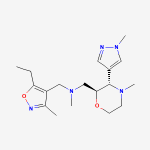 molecular formula C18H29N5O2 B7345955 N-[(5-ethyl-3-methyl-1,2-oxazol-4-yl)methyl]-N-methyl-1-[(2S,3S)-4-methyl-3-(1-methylpyrazol-4-yl)morpholin-2-yl]methanamine 