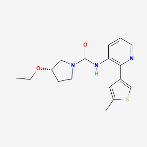 molecular formula C17H21N3O2S B7345962 (3S)-3-ethoxy-N-[2-(5-methylthiophen-3-yl)pyridin-3-yl]pyrrolidine-1-carboxamide 