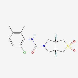 molecular formula C15H19ClN2O3S B7345970 (3aS,6aR)-N-(6-chloro-2,3-dimethylphenyl)-2,2-dioxo-1,3,3a,4,6,6a-hexahydrothieno[3,4-c]pyrrole-5-carboxamide 