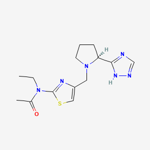 N-ethyl-N-[4-[[(2S)-2-(1H-1,2,4-triazol-5-yl)pyrrolidin-1-yl]methyl]-1,3-thiazol-2-yl]acetamide