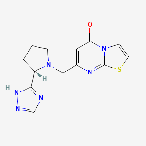 molecular formula C13H14N6OS B7346012 7-[[(2S)-2-(1H-1,2,4-triazol-5-yl)pyrrolidin-1-yl]methyl]-[1,3]thiazolo[3,2-a]pyrimidin-5-one 