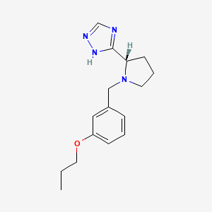 molecular formula C16H22N4O B7346059 5-[(2S)-1-[(3-propoxyphenyl)methyl]pyrrolidin-2-yl]-1H-1,2,4-triazole 