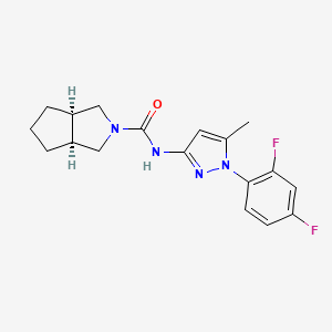 molecular formula C18H20F2N4O B7346142 (3aS,6aR)-N-[1-(2,4-difluorophenyl)-5-methylpyrazol-3-yl]-3,3a,4,5,6,6a-hexahydro-1H-cyclopenta[c]pyrrole-2-carboxamide 