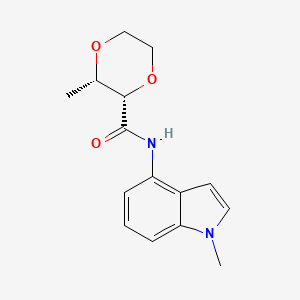 molecular formula C15H18N2O3 B7346175 (2S,3S)-3-methyl-N-(1-methylindol-4-yl)-1,4-dioxane-2-carboxamide 