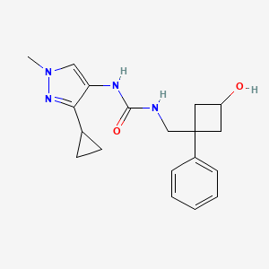 molecular formula C19H24N4O2 B7346189 1-(3-Cyclopropyl-1-methylpyrazol-4-yl)-3-[(3-hydroxy-1-phenylcyclobutyl)methyl]urea 